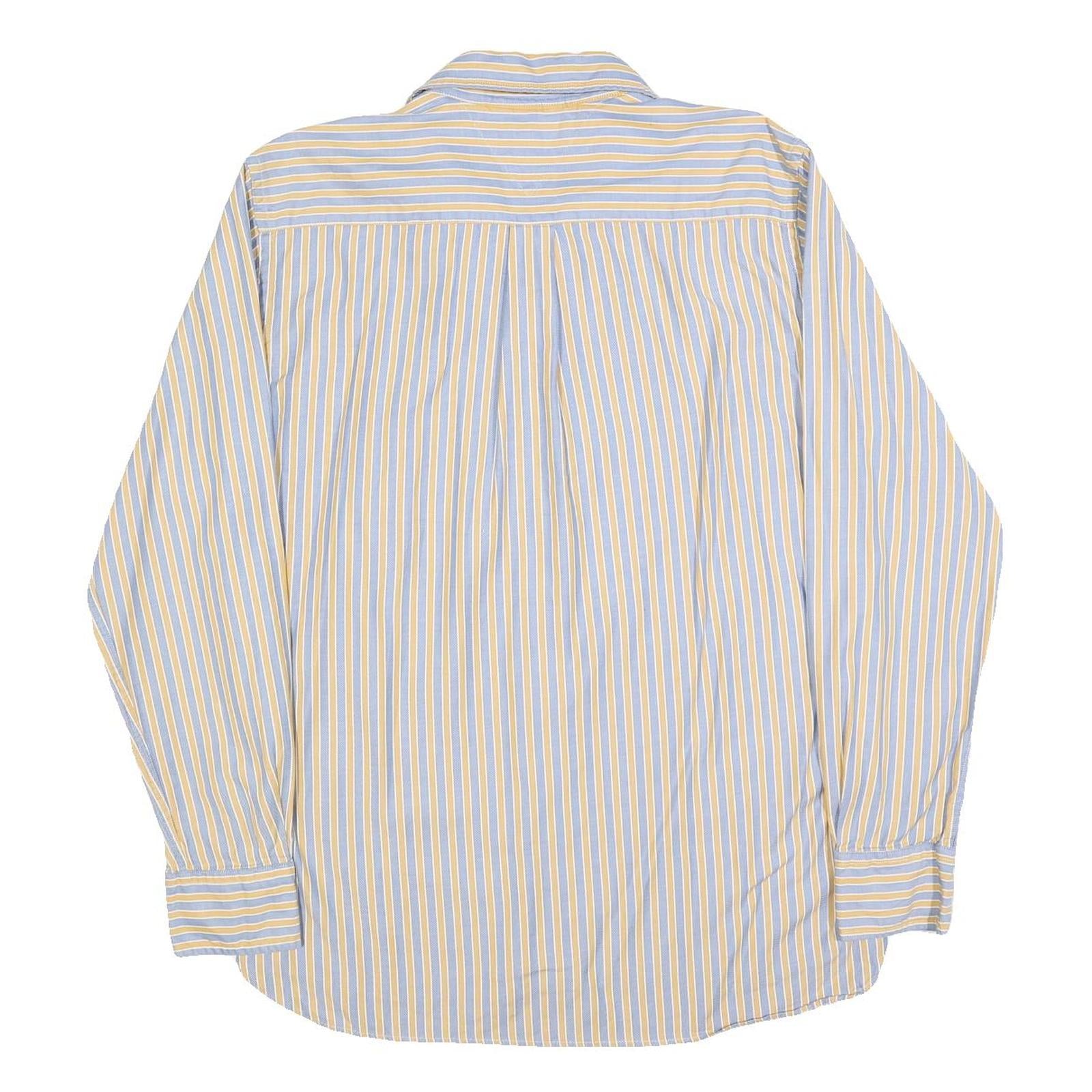 TOMMY HILFIGER Mens Blue & Yellow Stripe Shirt L Classic Fit Button Up
