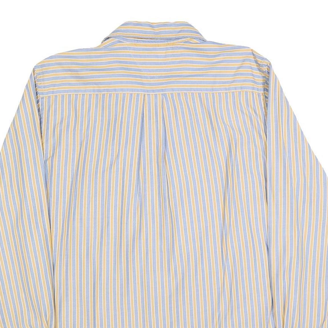 TOMMY HILFIGER Mens Blue & Yellow Stripe Shirt L Classic Fit Button Up