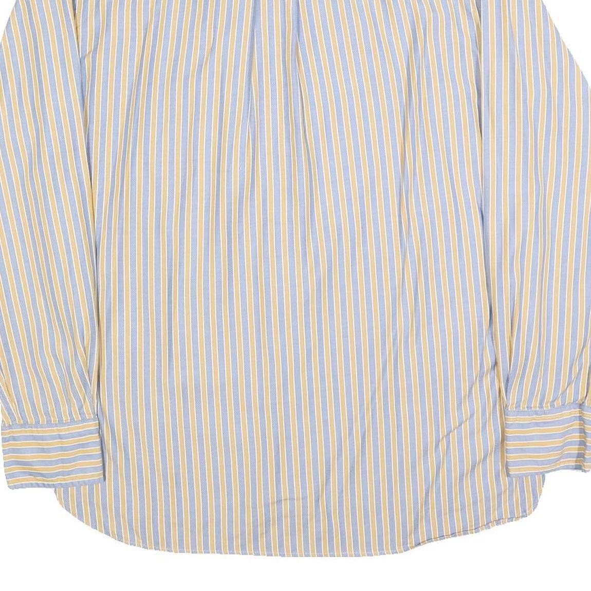 TOMMY HILFIGER Mens Blue & Yellow Stripe Shirt L Classic Fit Button Up
