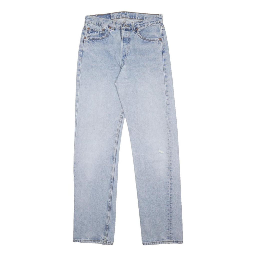 LEVI'S 501 Mens Jeans Blue Regular Straight Denim Light W29 L34 Button Closure