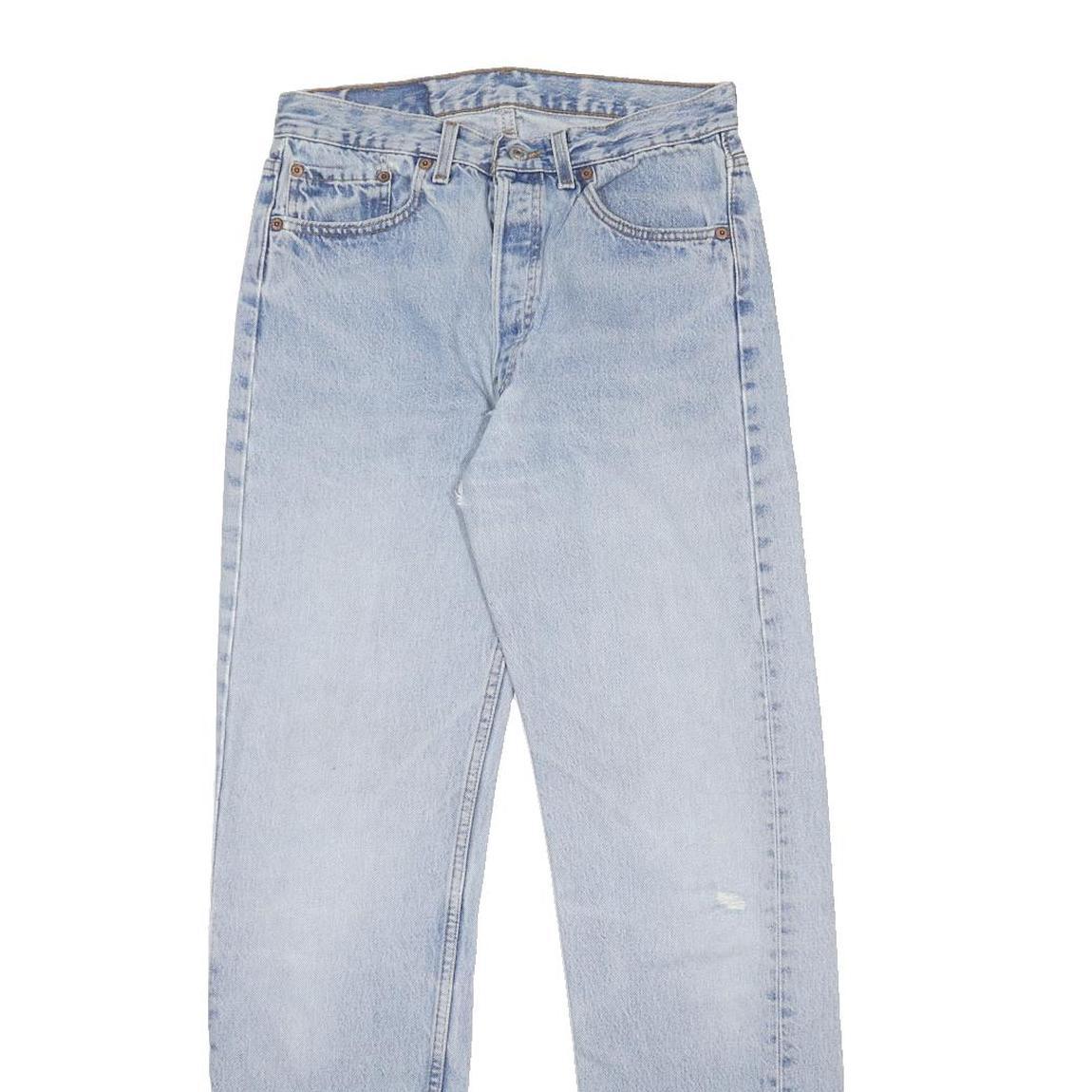 LEVI'S 501 Mens Jeans Blue Regular Straight Denim Light W29 L34 Button Closure