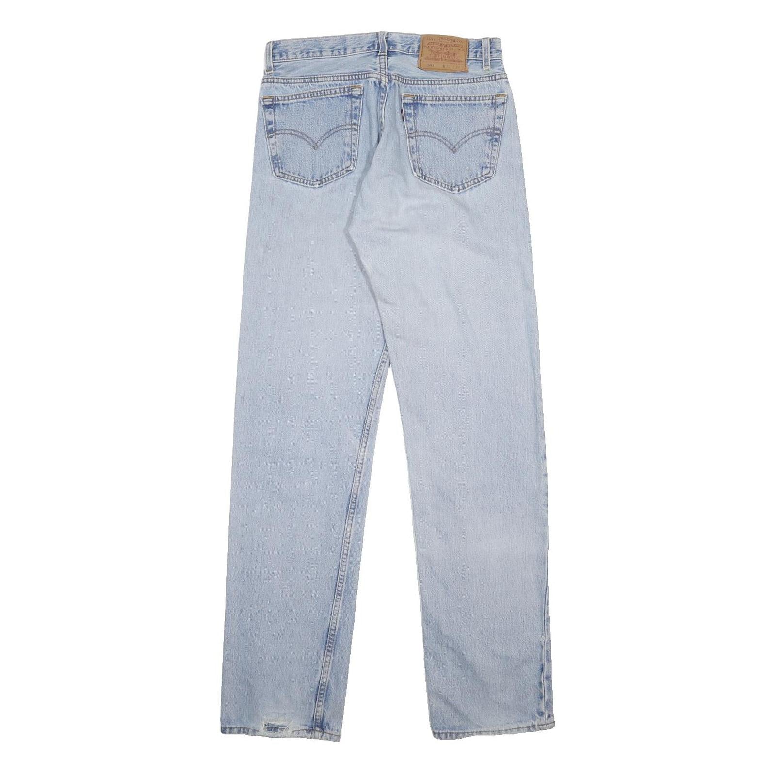 LEVI'S 501 Mens Jeans Blue Regular Straight Denim Light W29 L34 Button Closure