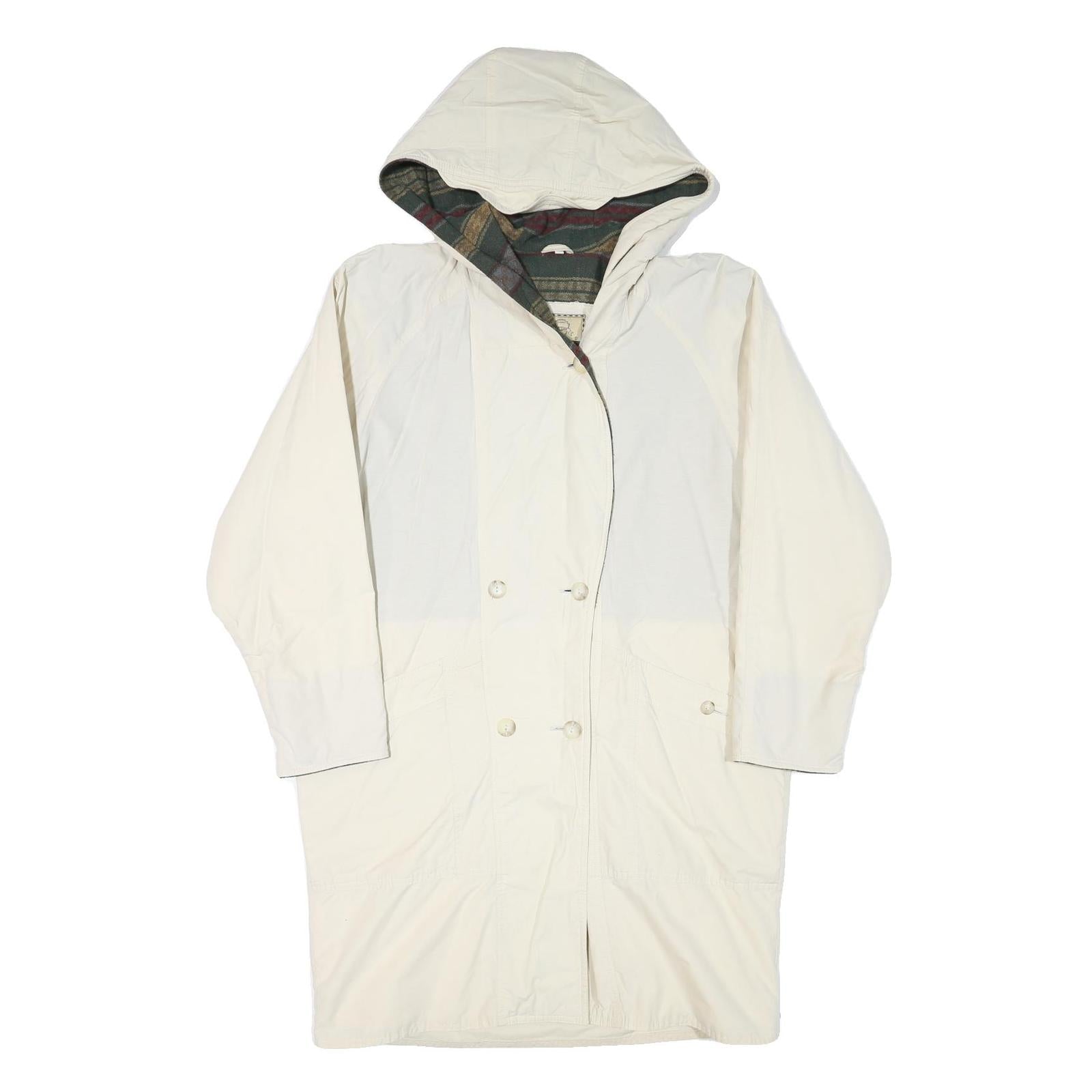 TRADITION Womens Cream Jacket L Polyester Blend Plain Button Closure Hooded