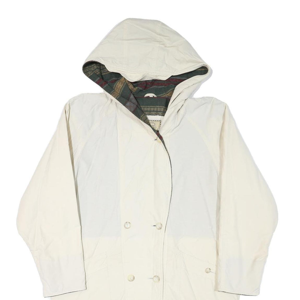 TRADITION Womens Cream Jacket L Polyester Blend Plain Button Closure Hooded