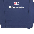 CHAMPION Womens Blue Cotton Blend Crew Neck L Sweatshirt Logo Print