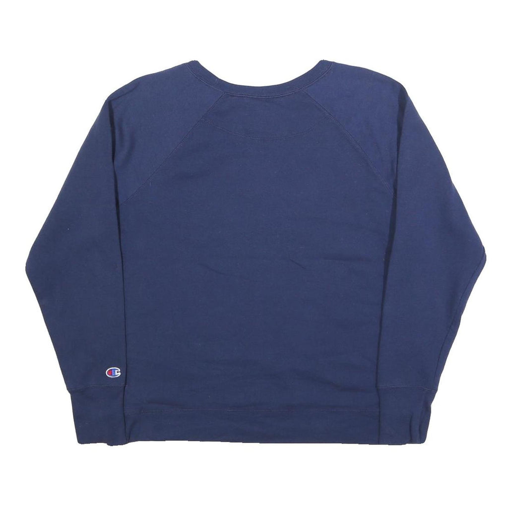CHAMPION Womens Blue Cotton Blend Crew Neck L Sweatshirt Logo Print