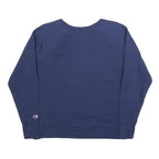 CHAMPION Womens Blue Cotton Blend Crew Neck L Sweatshirt Logo Print
