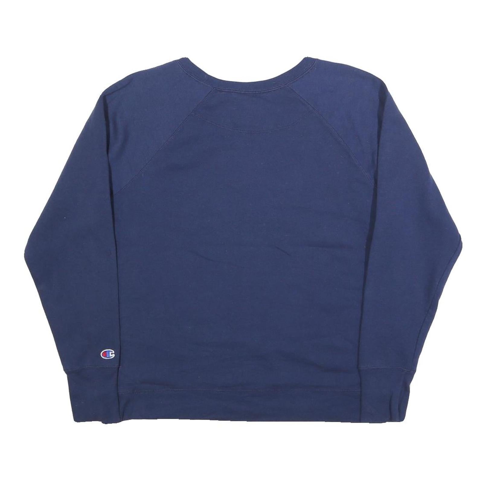 CHAMPION Womens Blue Cotton Blend Crew Neck L Sweatshirt Logo Print