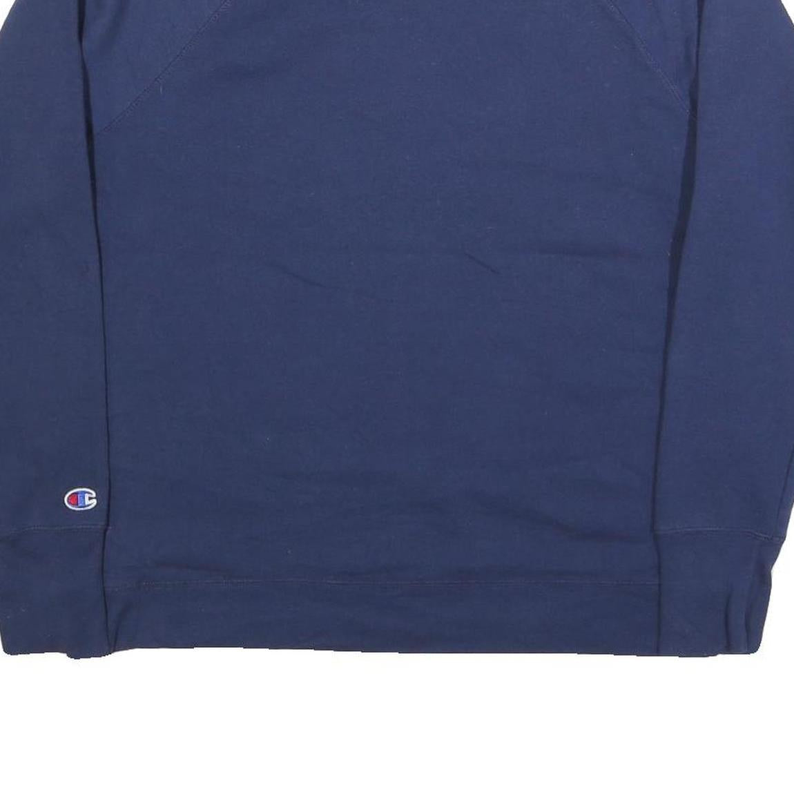 CHAMPION Womens Blue Cotton Blend Crew Neck L Sweatshirt Logo Print