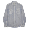 GUESS Mens Blue Casual Shirt M Long Sleeve Button Pockets Soft Lyocell