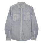 GUESS Mens Blue Casual Shirt M Long Sleeve Button Pockets Soft Lyocell