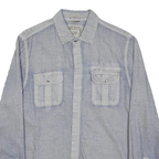GUESS Mens Blue Casual Shirt M Long Sleeve Button Pockets Soft Lyocell