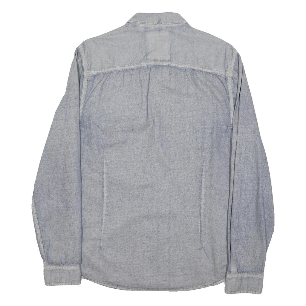 GUESS Mens Blue Casual Shirt M Long Sleeve Button Pockets Soft Lyocell