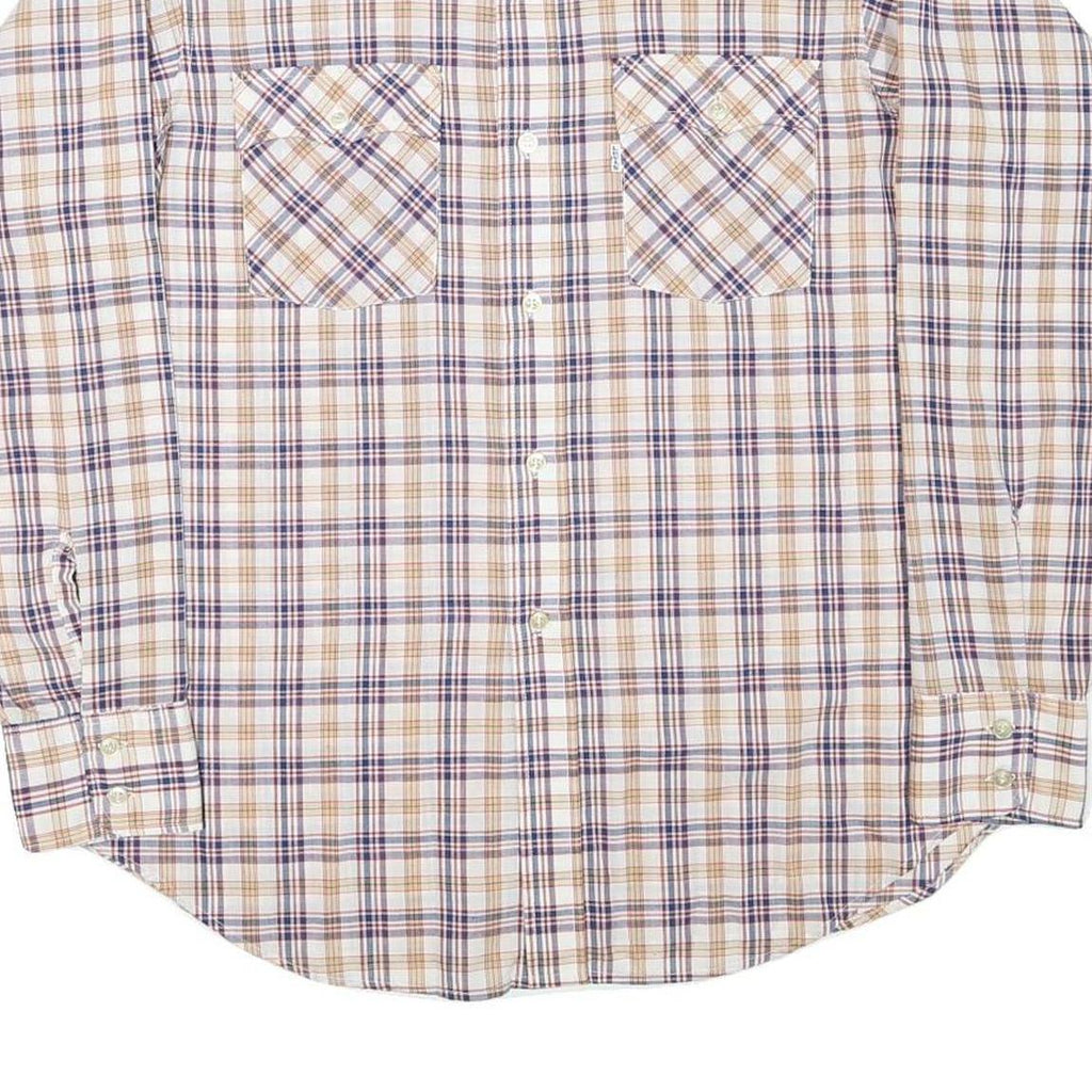 LEVI'S Mens Beige & Purple Checked Shirt XL Casual Button Down Cotton Blend