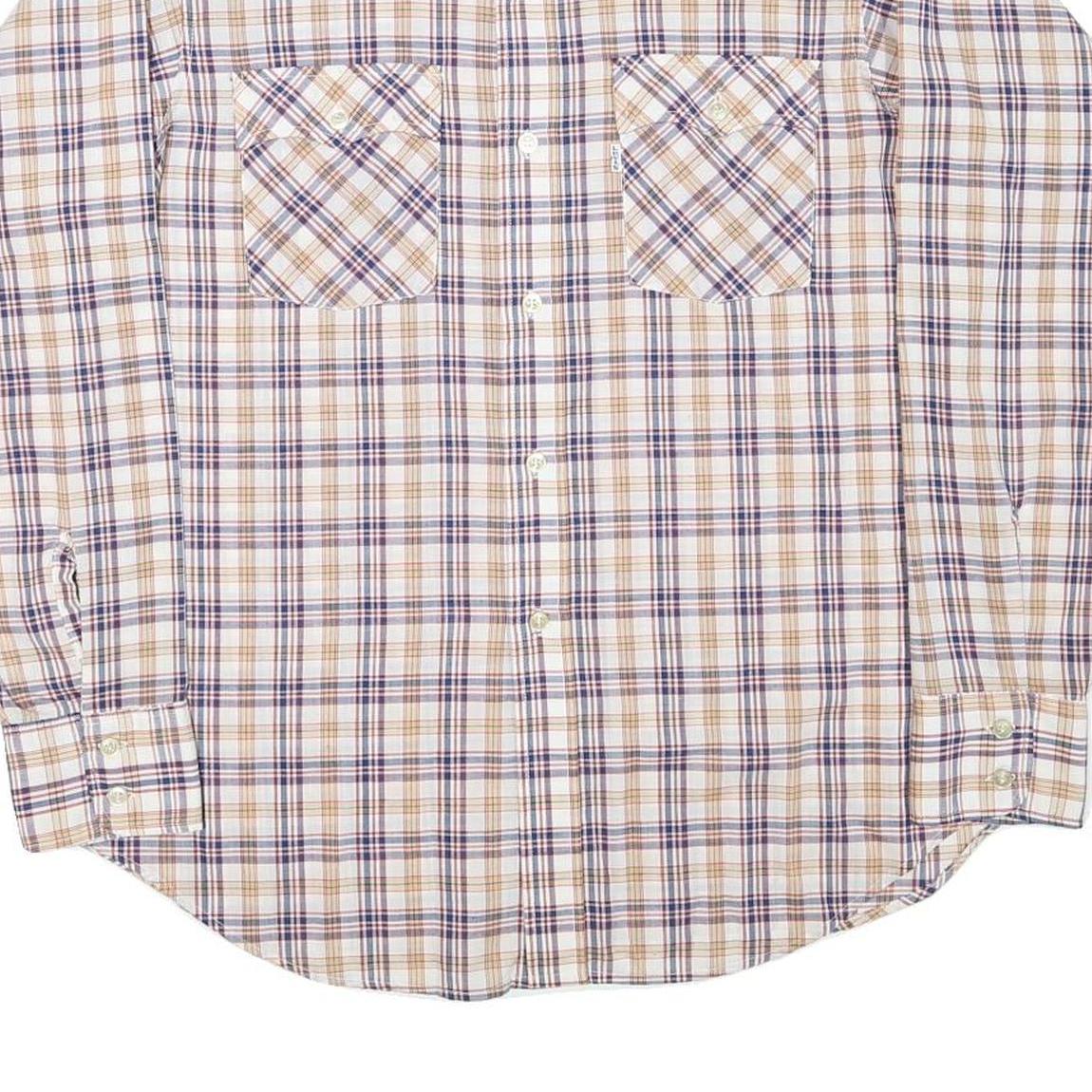 LEVI'S Mens Beige & Purple Checked Shirt XL Casual Button Down Cotton Blend