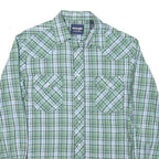WRANGLER Mens Green & Blue Check Western Shirt M Button Pocket Casual