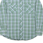 WRANGLER Mens Green & Blue Check Western Shirt M Button Pocket Casual