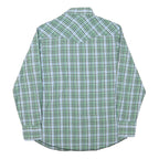 WRANGLER Mens Green & Blue Check Western Shirt M Button Pocket Casual
