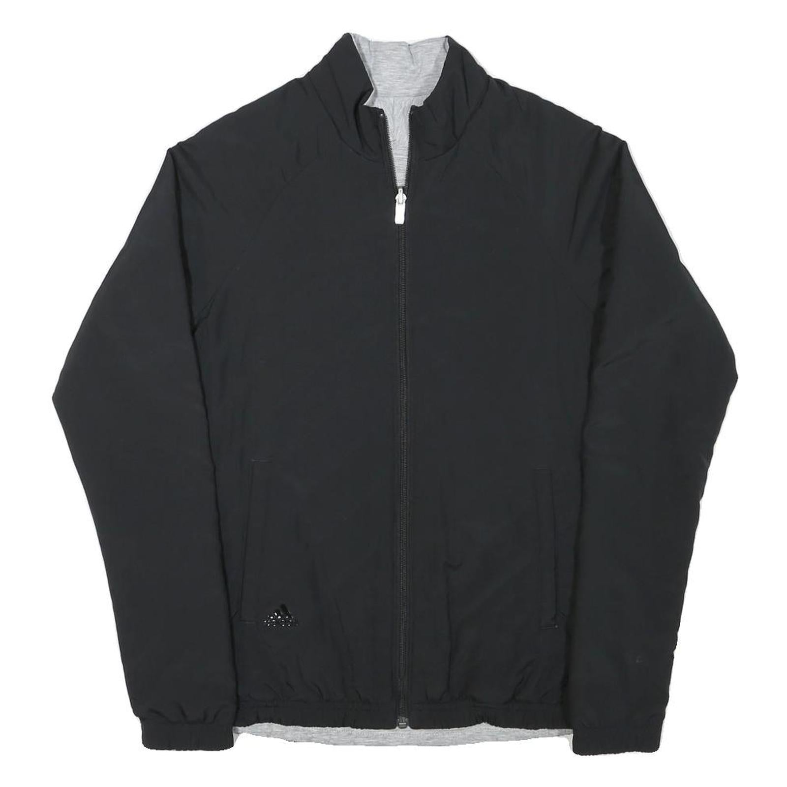 ADIDAS Womens Black Track Jacket S Polyester Blend Plain Zip Fitness Sportswear