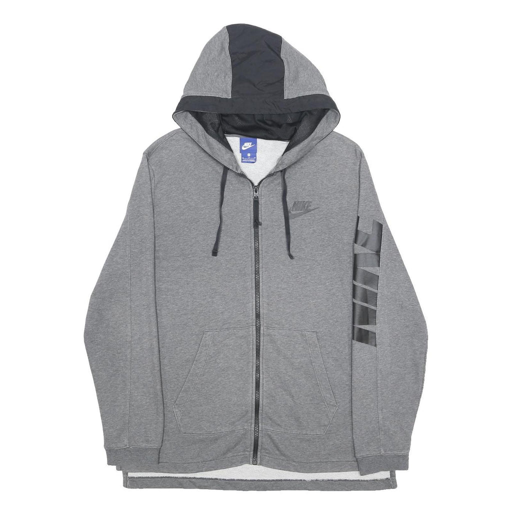 NIKE Mens Grey Pullover Hoodie M Zip Up Sports Casual Sweatshirt