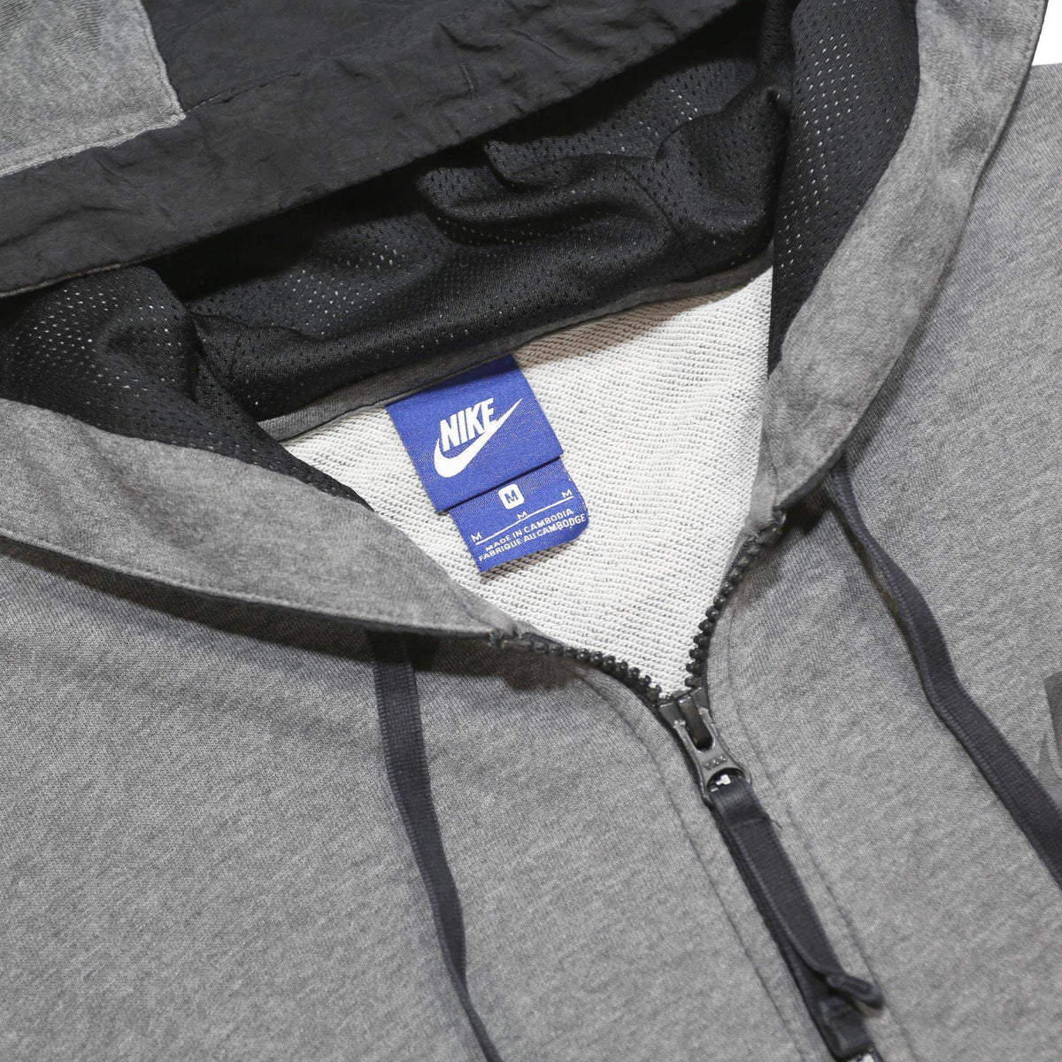 NIKE Mens Grey Pullover Hoodie M Zip Up Sports Casual Sweatshirt
