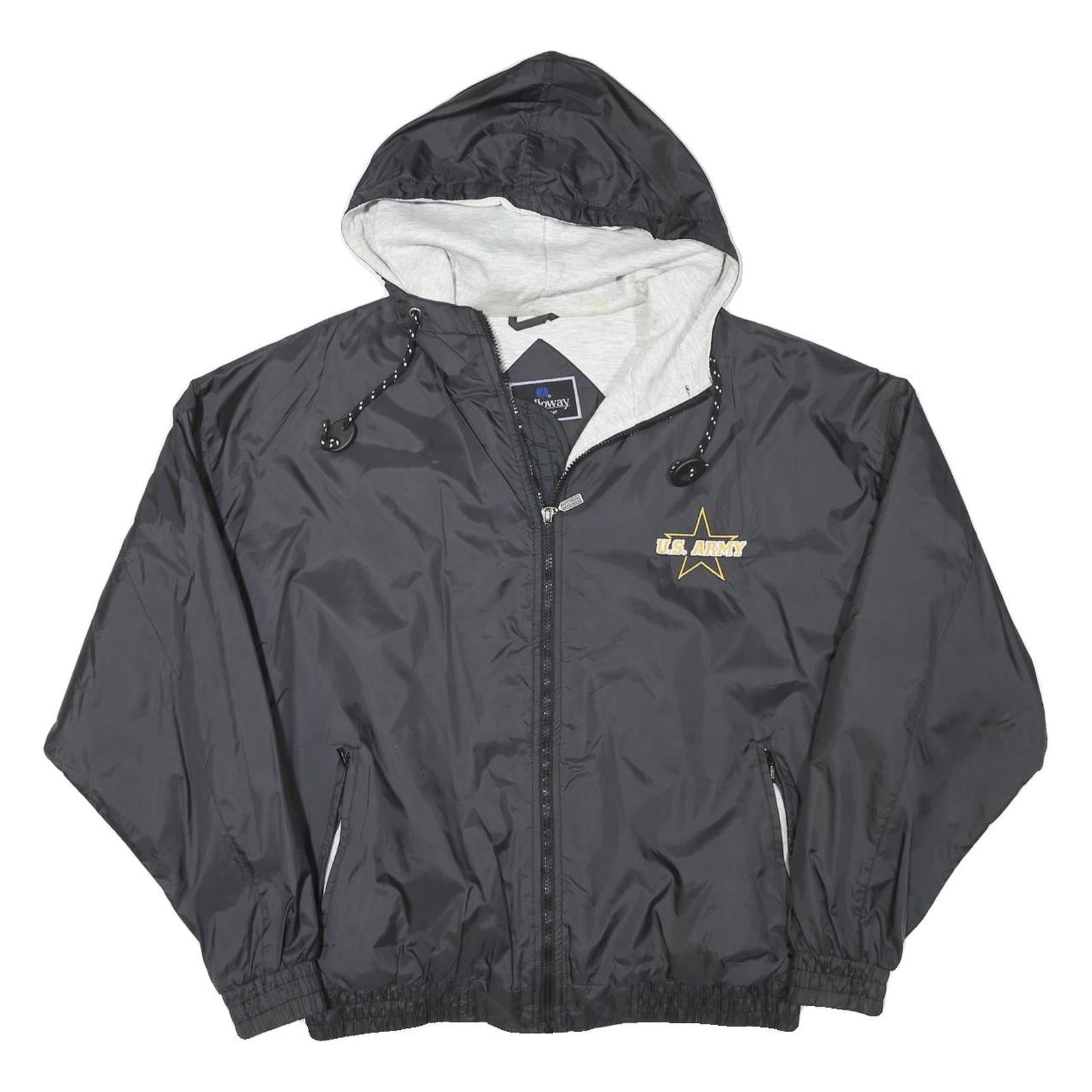 HOLLOWAY Mens Black U.S. Army Logo Lightweight Zip Jacket L Polyester Blend