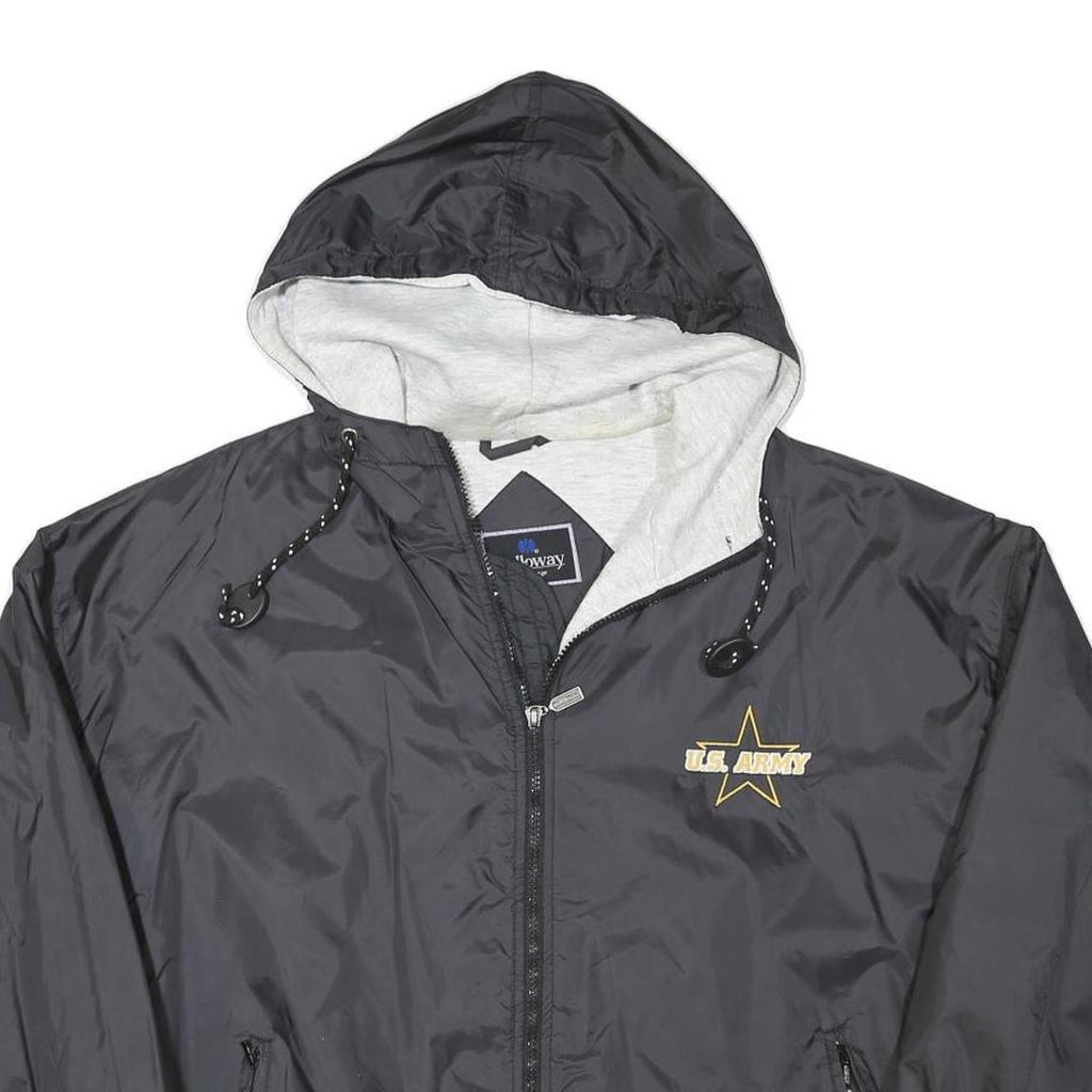 HOLLOWAY Mens Black U.S. Army Logo Lightweight Zip Jacket L Polyester Blend