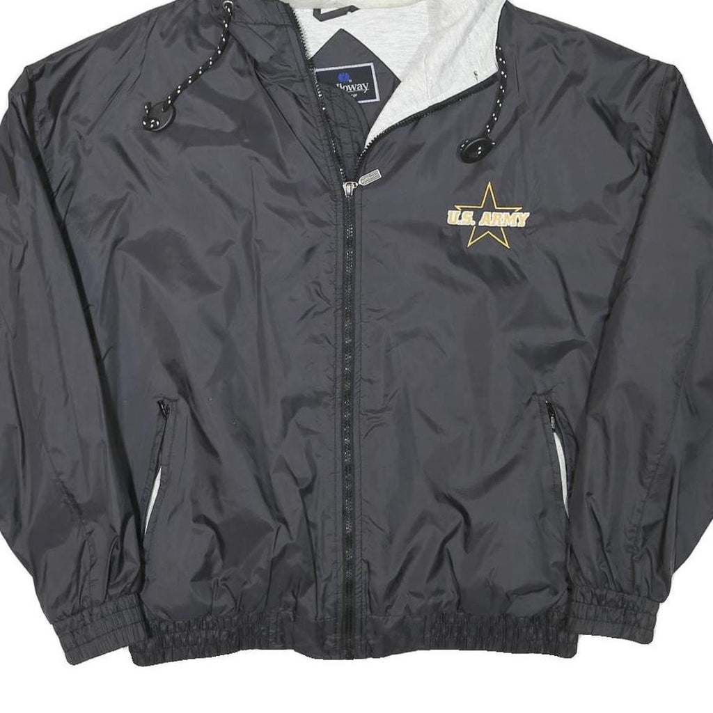 HOLLOWAY Mens Black U.S. Army Logo Lightweight Zip Jacket L Polyester Blend