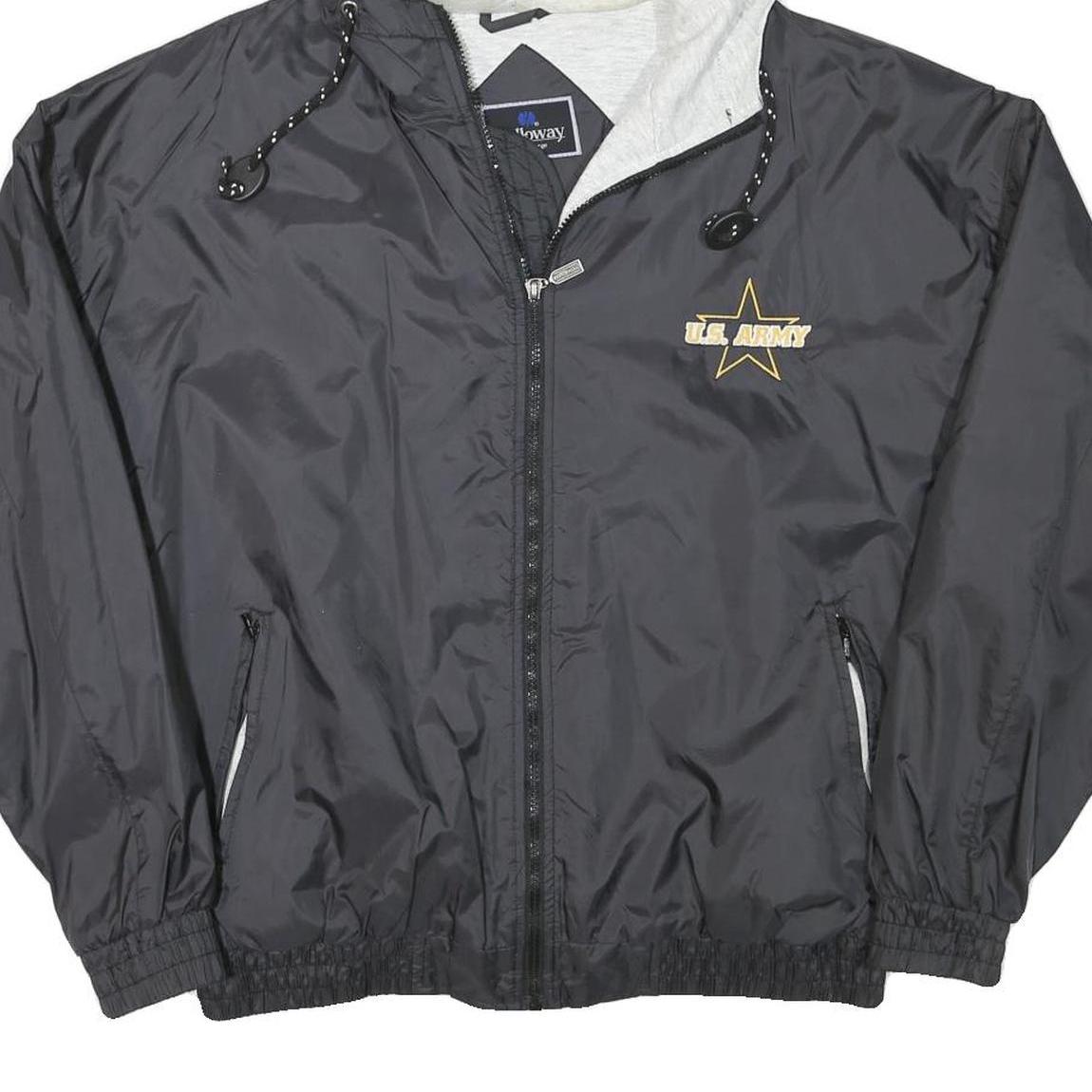 HOLLOWAY Mens Black U.S. Army Logo Lightweight Zip Jacket L Polyester Blend