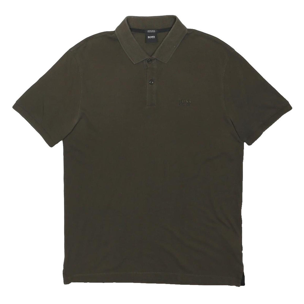 BOSS HUGO BOSS Mens Green Short Sleeve Plain Polo Shirt M Casual Cotton