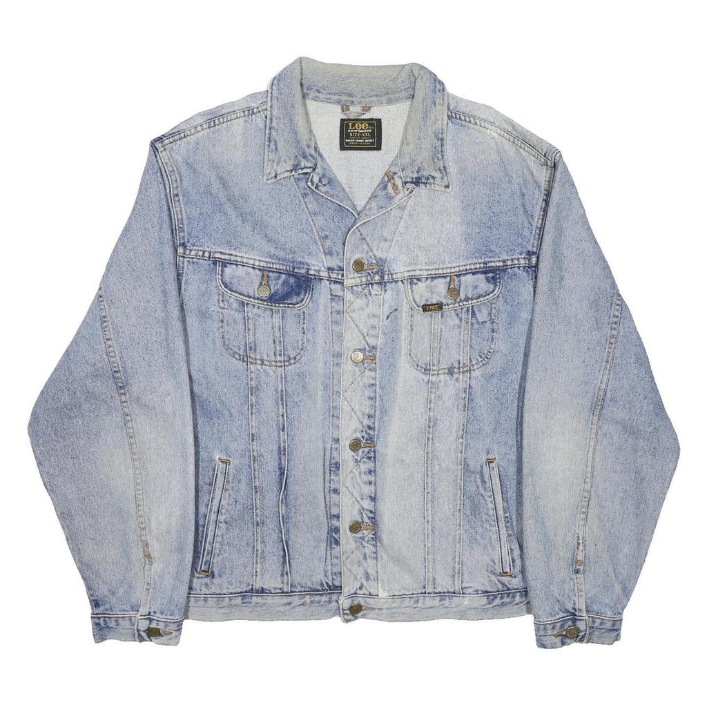LEE Mens Blue Cotton Denim Jacket 2XL Button Closure Classic Fit Casual