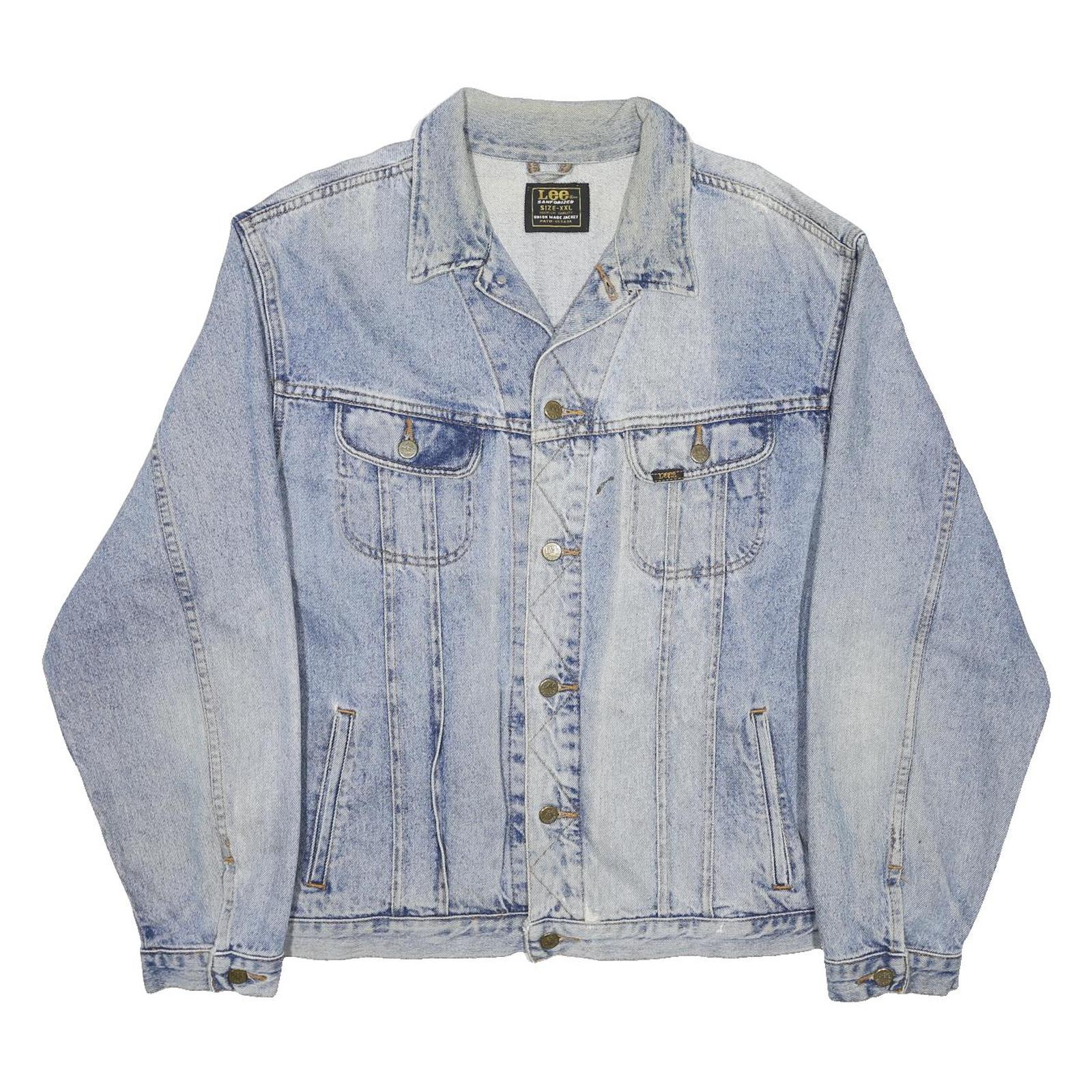 LEE Mens Blue Cotton Denim Jacket 2XL Button Closure Classic Fit Casual