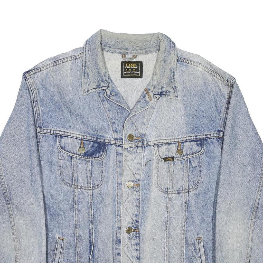 LEE Mens Blue Cotton Denim Jacket 2XL Button Closure Classic Fit Casual