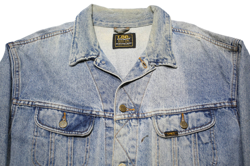 LEE Mens Blue Cotton Denim Jacket 2XL Button Closure Classic Fit Casual