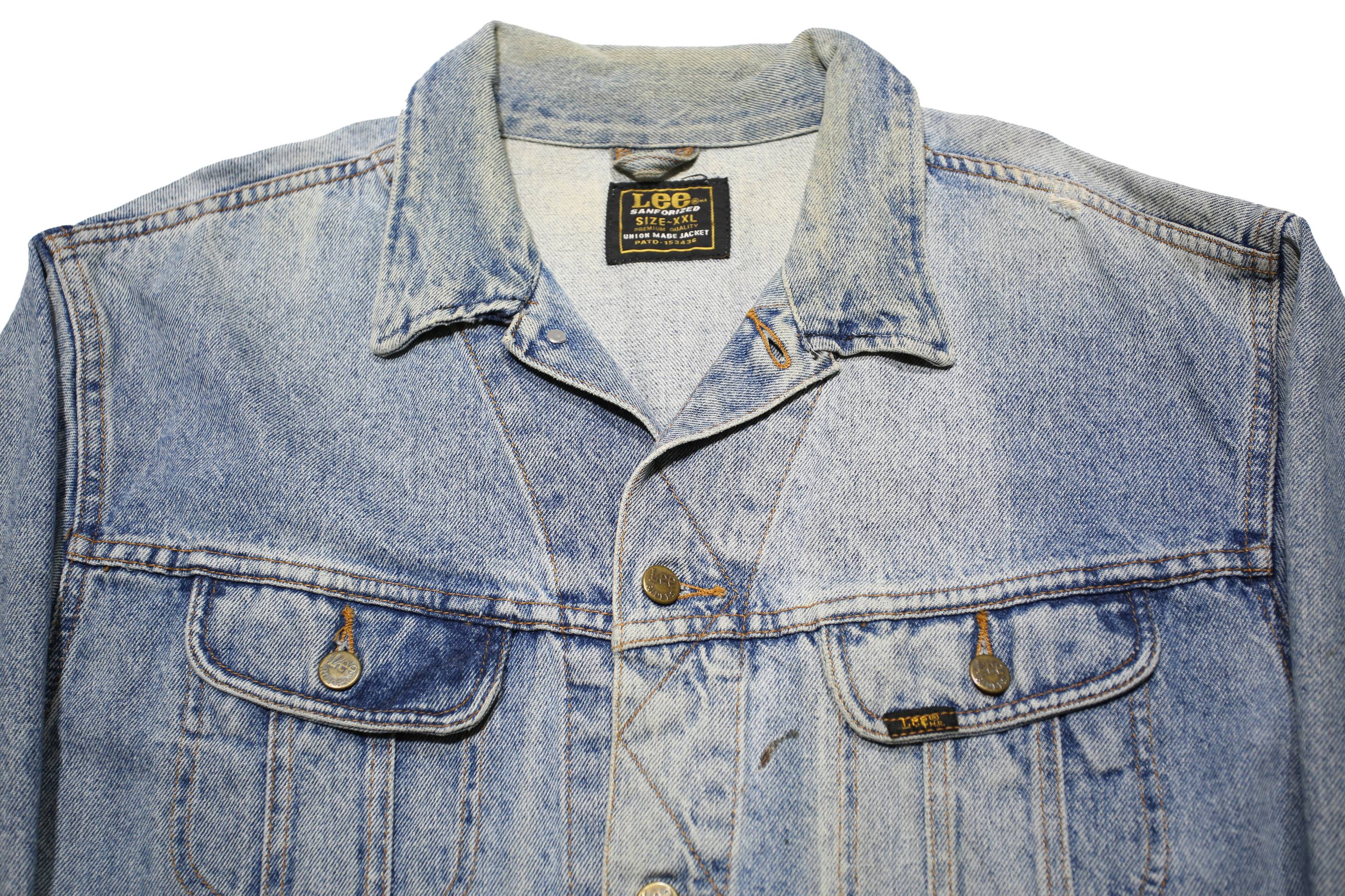 LEE Mens Blue Cotton Denim Jacket 2XL Button Closure Classic Fit Casual