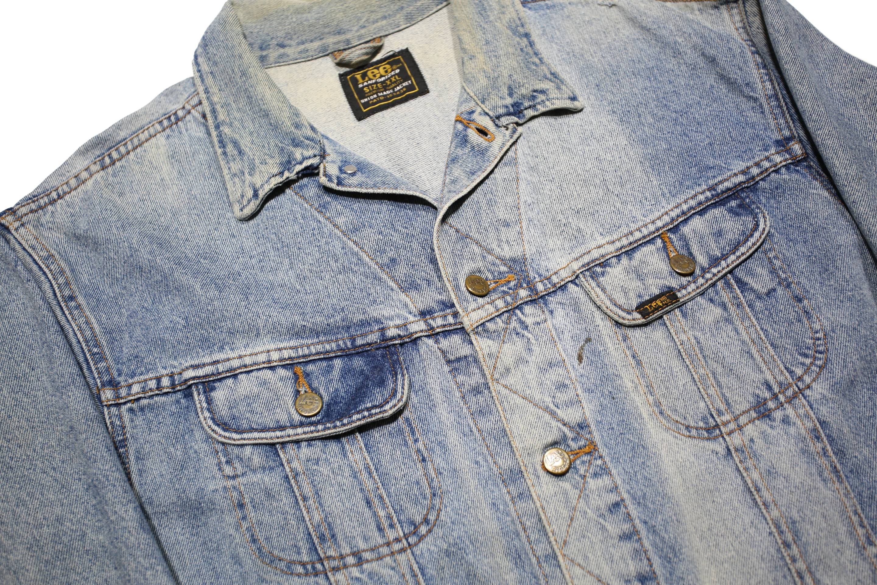 LEE Mens Blue Cotton Denim Jacket 2XL Button Closure Classic Fit Casual