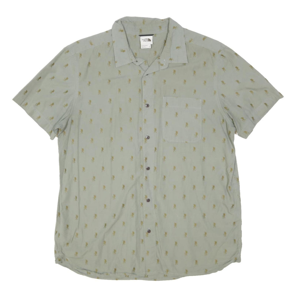 THE NORTH FACE Mens Grey Beige Casual Shirt XL Printed Cotton Blend Comfortable