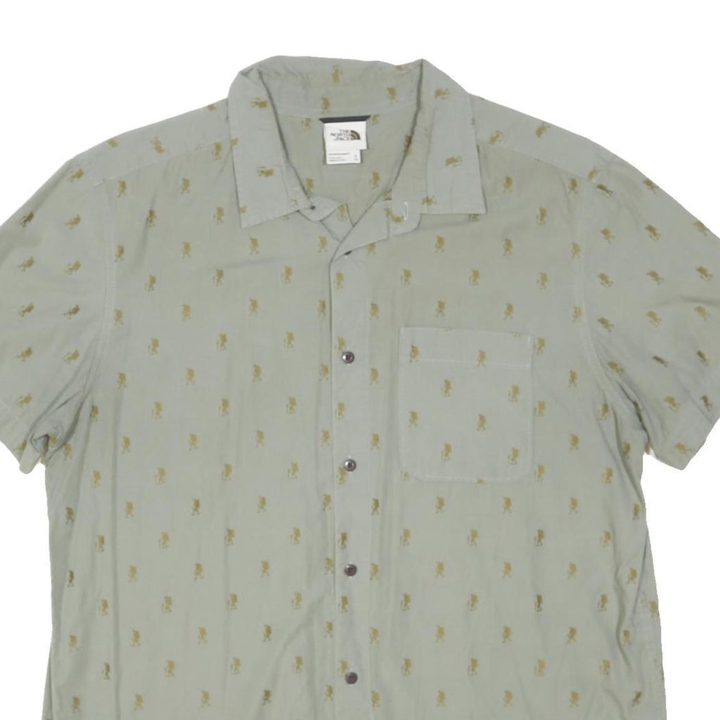 THE NORTH FACE Mens Grey Beige Casual Shirt XL Printed Cotton Blend Comfortable