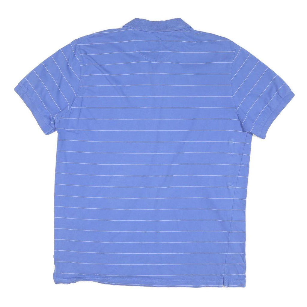 CHAPS Mens Blue Plain Short Sleeve Polo Shirt L Cotton Blend Pocket