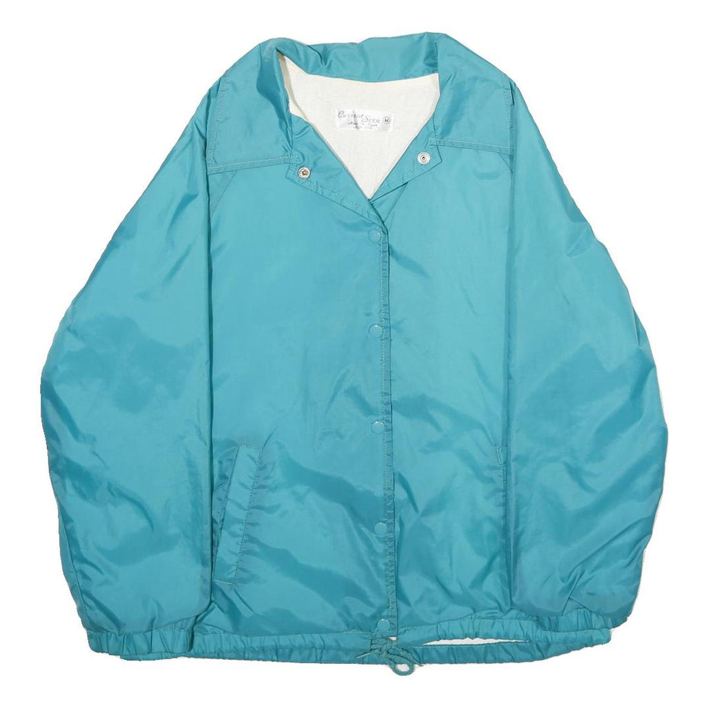 CURRENT SEEN Womens Blue Nylon Button Jacket M Plain Lightweight Outerwear