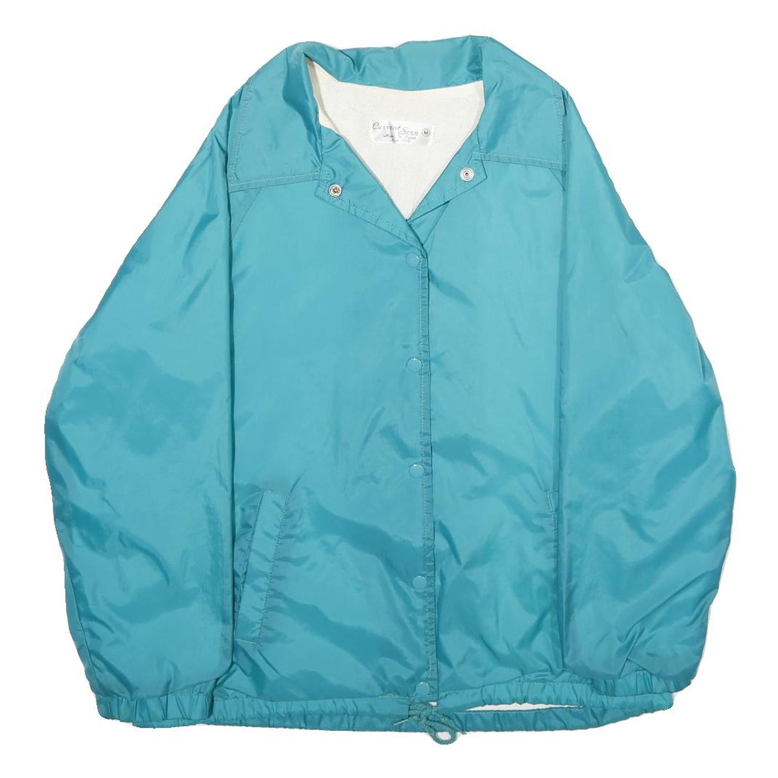 CURRENT SEEN Womens Blue Nylon Button Jacket M Plain Lightweight Outerwear