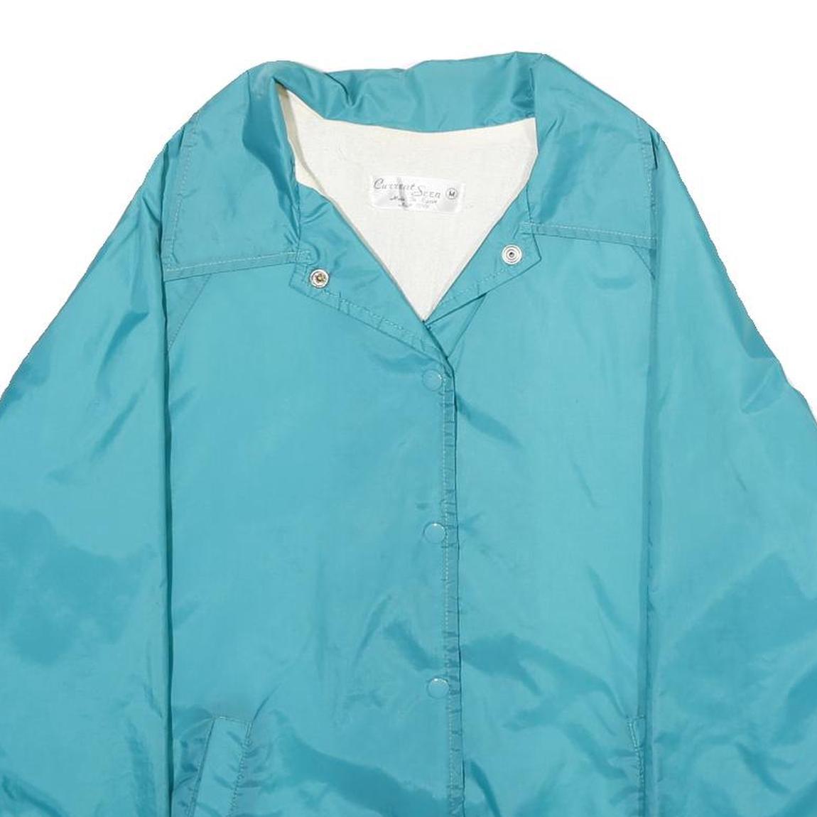 CURRENT SEEN Womens Blue Nylon Button Jacket M Plain Lightweight Outerwear