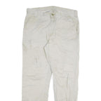 CARHARTT Mens Cotton Blend Beige Regular Straight Trousers W36 L34 Workwear Zip