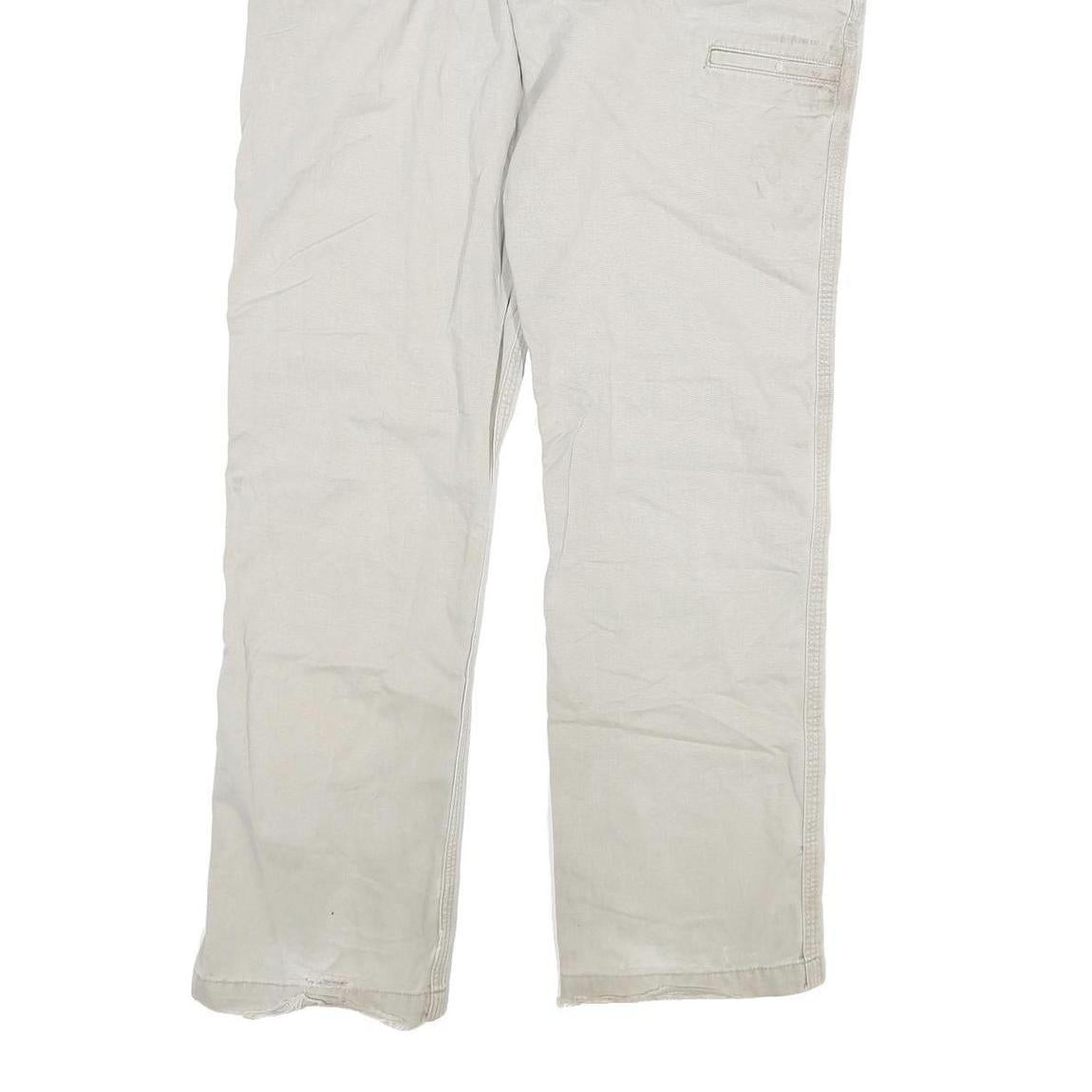 CARHARTT Mens Cotton Blend Beige Regular Straight Trousers W36 L34 Workwear Zip
