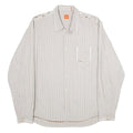 BOSS HUGO BOSS Mens Beige & White Striped Shirt XL Casual Cotton Button Shirt
