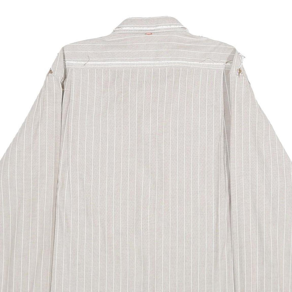 BOSS HUGO BOSS Mens Beige & White Striped Shirt XL Casual Cotton Button Shirt