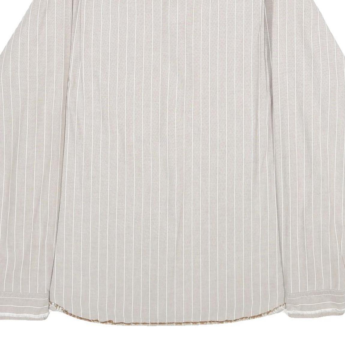 BOSS HUGO BOSS Mens Beige & White Striped Shirt XL Casual Cotton Button Shirt