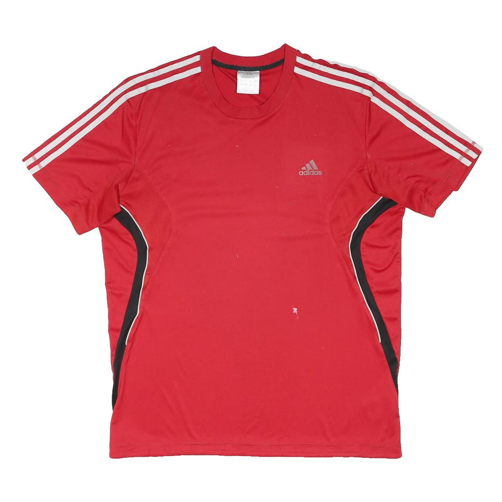 ADIDAS Mens Red & White Sports T-Shirt L Short Sleeve Crew Neck Athletic Fitness
