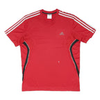 ADIDAS Mens Red & White Sports T-Shirt L Short Sleeve Crew Neck Athletic Fitness