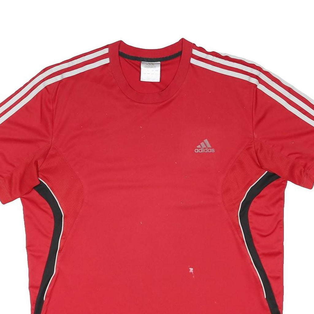 ADIDAS Mens Red & White Sports T-Shirt L Short Sleeve Crew Neck Athletic Fitness